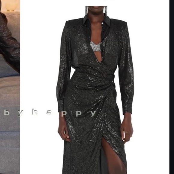 zara shiny wrap dress size s - Picture 7 of 7
